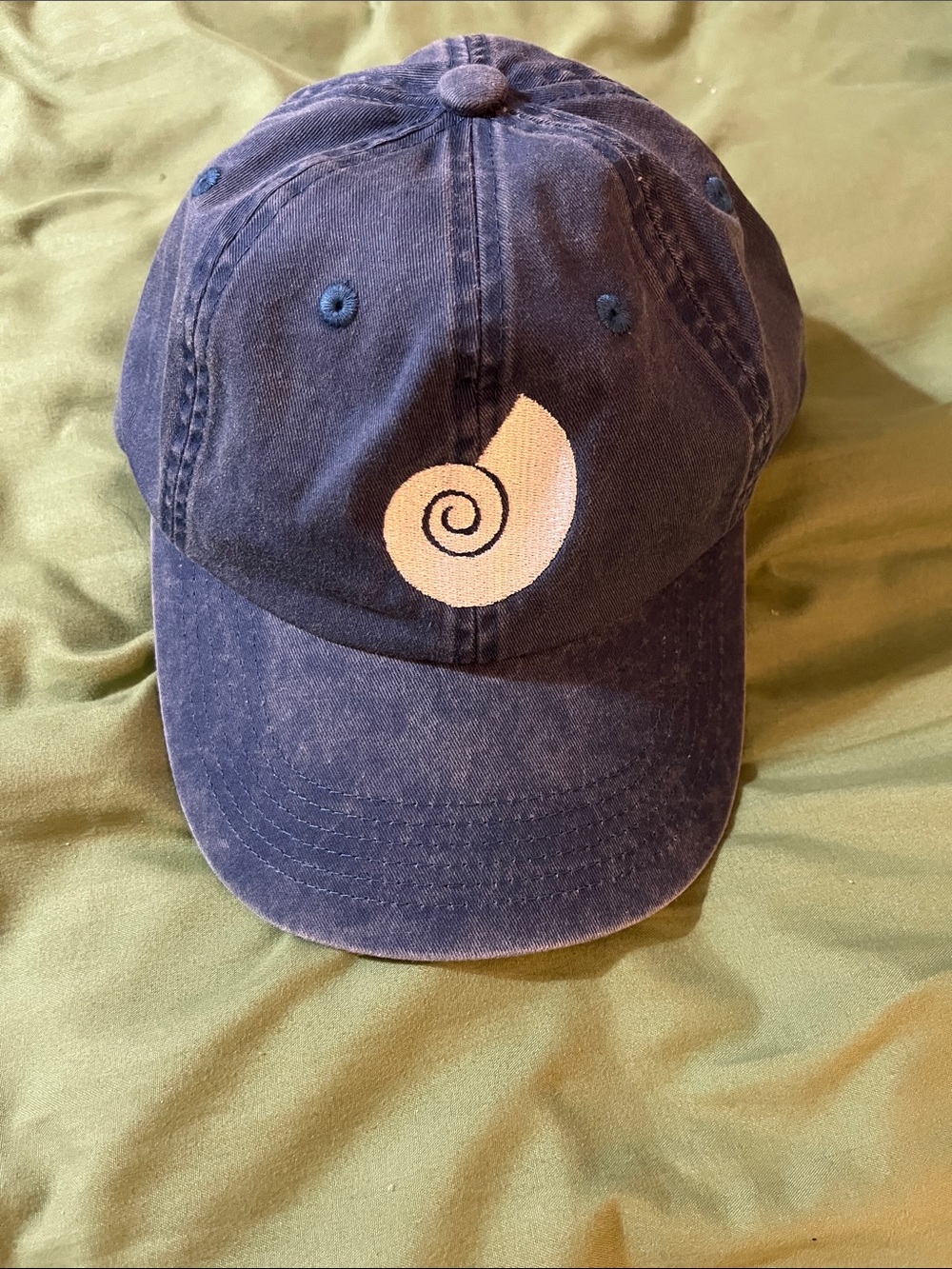 Blue  Baseball Cap with White Spiral Shell Logo